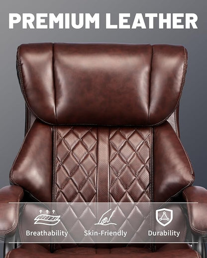 800lbs Executive Chairs, Executive Desk Chairs with Adjustable Lumbar Support, Office Chair for Heavy People, Heavy Duty Office Chair with Quiet Rubber Wheel and Extra Wide seat