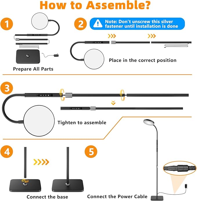 Floor Lamp, Adjustable Height Floor Lamps for Living Room Bedroom, 120 LED Super Bright Standing Lamp Remote Control Dimmable Gooseneck Tall Stand Reading Lamp for Office Craft, Black-RGB