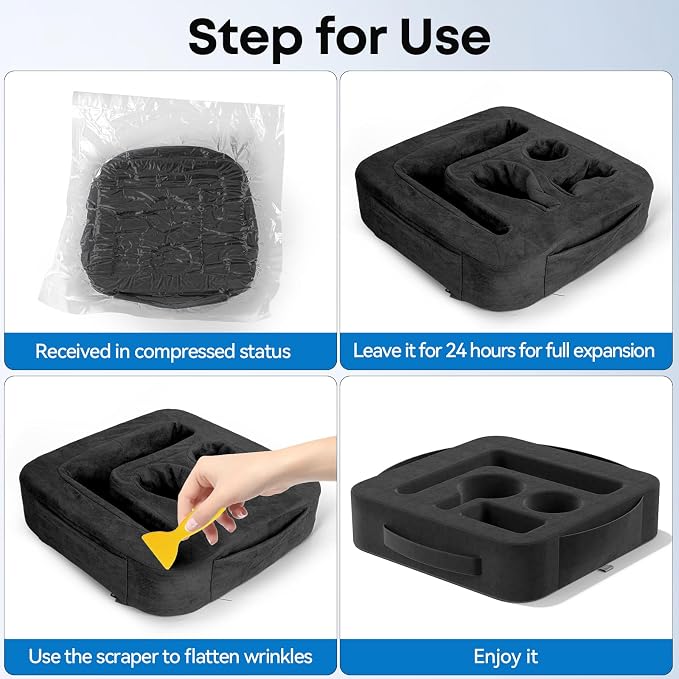 Couch Cup Holder Pillow, Sofa and Bed Caddy for iPad, Kindle, Switch, Game Controller, Remotes, Phones, Small-Sized Cup and Drink Holder for Couch, Bed, Desk, Car, Beach, Bathroom Cup Holder, Black