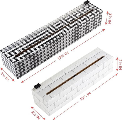 ChicWrap® Subway Tile Refillable 9” Plastic Wrap Dispenser - Includes One 9" x 250' Roll of Professional Grade Plastic Wrap - and Kosher Certified - Reusable Dispenser w/Slide Cutter