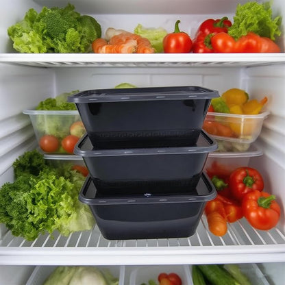 50 Packs 24 oz Disposable Meal Prep Containers with Lids,To Go Take Out Plastic Food Storage, Disposable Takeaway Boxes,Freezer, Dishwasher Safe Prep Containers,