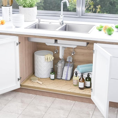 SIKADEER 37" x 22" Under Sink Mat Waterproof, Silicone Mat Kitchen Drawer Shelf and Cabinet Liner, Sink Protector for Kitchen Organizers and Storage, Boot Tray Pet Food Mats