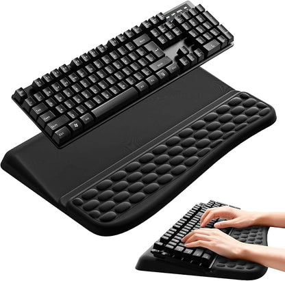 Computer Keyboard Stand with Wrist Rest, Keyboard pad with Wrist Support, Two Adjustable Keyboard Angles, Slow Rebound Comfortable Foam and Skin-Friendly Fabric. Suitable for Office, Gaming, and Home
