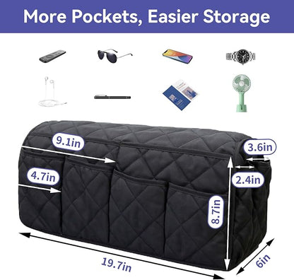 MEHIDFY Armchair Caddy, Waterproof Sofa Armrest Organizer, Non Slip Recliner Organizer, Remote Holder for Recline, Recliner Caddy with 14 Pockets Storage for TV Remote, Phone, Magazine (Black)