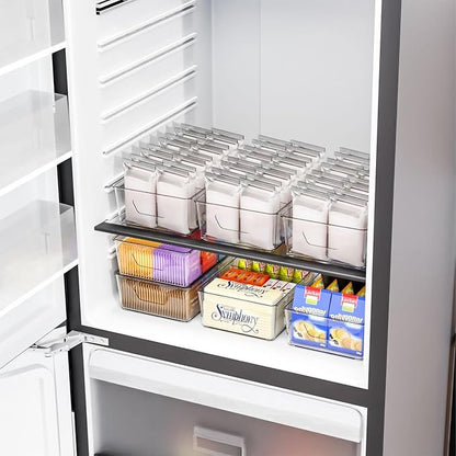Stackable 2 Pack Snack Organizer for Pantry Shelf,Clear Pantry Organizers and Storage Bins for Fridge,Office,Cupboard,Plastic Pantry Snack Organizer For Breast Milk,Tea Bag,Food Storage Containers