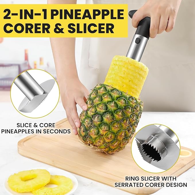 ZAFNAH Pineapple Cutter and Corer Tool, Stainless Steel Pineapple Slicer Peeler, Easy Pineapple Core Remover Eye Removal Tool,ZAFNAH Pelador De Piña (PINEAPPLE CORER)