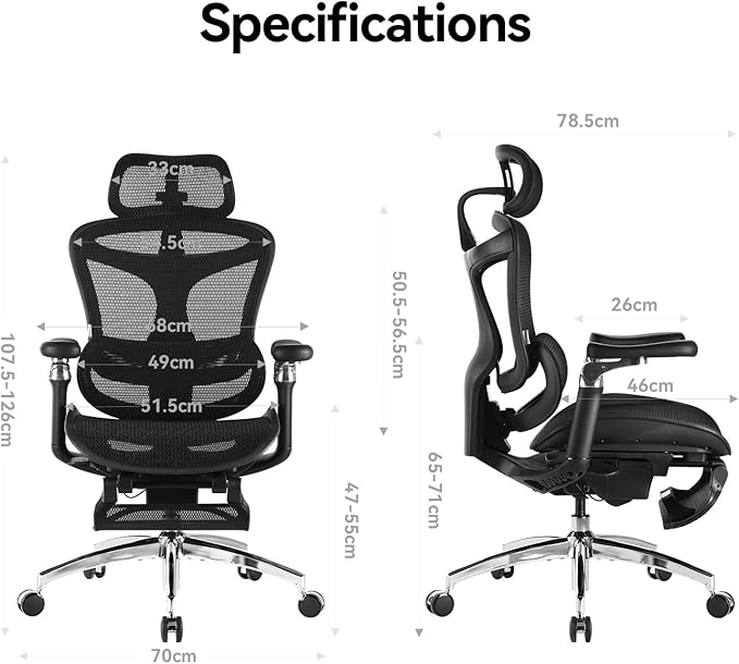 SIHOO Doro C300 Pro Ergonomic Office Chair with Footrest, Ultra-Soft 6D Armrests, Dynamic Lumbar Support, Seat Depth Adjustment and Adjustable Backrest, Big and Tall Desk Chair for Home Office (Black)