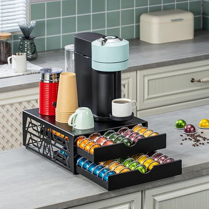 for Nespresso Pods Holder Vertuo Pod Holder for Vertuoline Capsules (100 pods-2tiers)