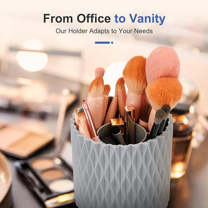 Pencil Holder - 360° Rotation, 5 Slot Desk Supplies For Women Office Aesthetic. Pencil Holder For Office&School, Desk Accessories(Grey)