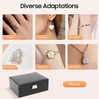 Jewelry Box Organizer, 2 Layer Classical Organizer, Jewelry Display Box for Necklaces Earrings Bracelets Rings Watches - Black