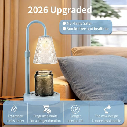 Candle Warmer Lamp with Timer Dimmable, Birthday Gifts for Women Mom, House Warming Gifts New Home Decor, Wax Melt Warmer for Jar Candles with 2 Bulbs, Light Blue