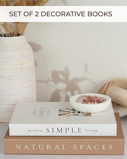 Beautiful Decorative Books - Set of 2 Boxes Enhance Your Coffee Table, Bookshelf or Mantel Shelf Decor - Aesthetic Fake/Faux Books for Modern Home Decoration, Photo Storage and as a Keepsake Box
