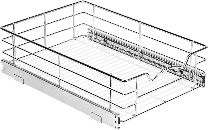 HOLDN’ STORAGE Pull Out Cabinet Organizer, Slide Out Drawer for Kitchen Cabinets & Pantry, Roll Out Shelf for Pots, Pans & Under Sink Storage, Heavy-Duty Full-Extension, 14"W x 21"D x 5"H