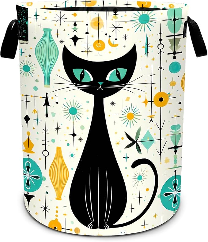 Cat Laundry Basket Waterproof Laundry Hamper Foldable Laundry Bag with Handles for Bedroom, Bathroom, Office, Clothes Storage