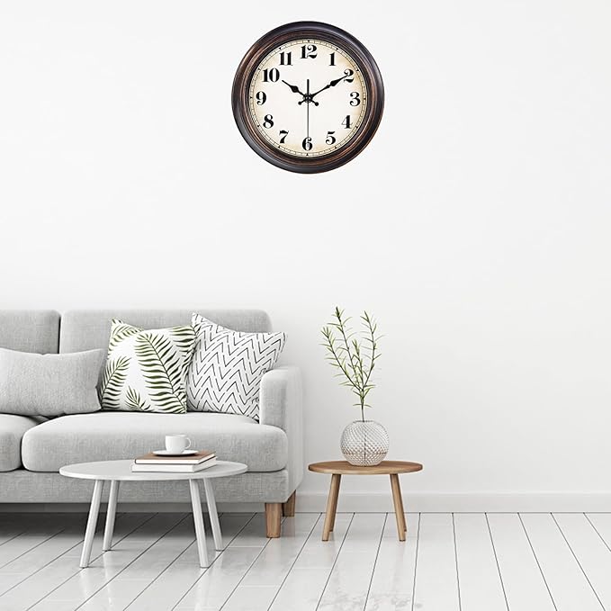 Vintage Wall Clock 8 Inch Retro Silent Wall Clocks Battery Operated for Kitchen Bathroom Bedroom Home Decor (Bronze)