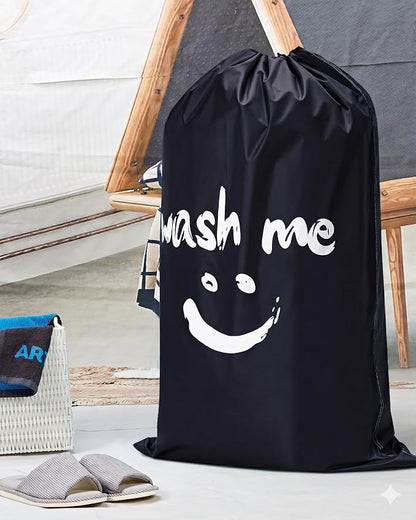 HOMEST 2 Pack XL Laundry Bags 28" x 40", Extra Large Dirty Clothes Organizer Holds 3-4 Loads, Machine Washable Drawstring Laundry Bag for Dorm, Camp, Laundromat, Family, Black and Sky Blue