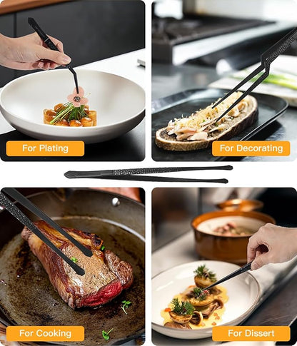 Cooking Tweezers, 1 Piece Chef's Tweezers Tongs, Chef's Plating Tool, 10 inch Food tweezers, Universal for all kinds of cooking, steak, plating, pasta and many other scenarios (1pc Set)