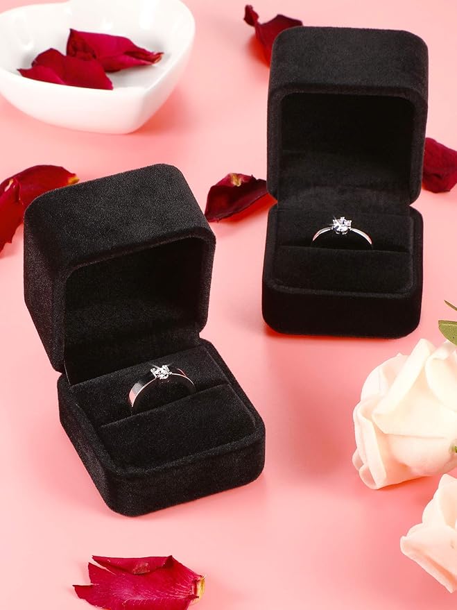 Zhanmai 12 Pcs Christmas Velvet Ring Box Jewelry Box Earring Jewelry Case Gift Boxes for Xmas Women Wedding Engagement Birthday Anniversary Valentines Day 2.12 x 1.77 x 2 Inch(Black)