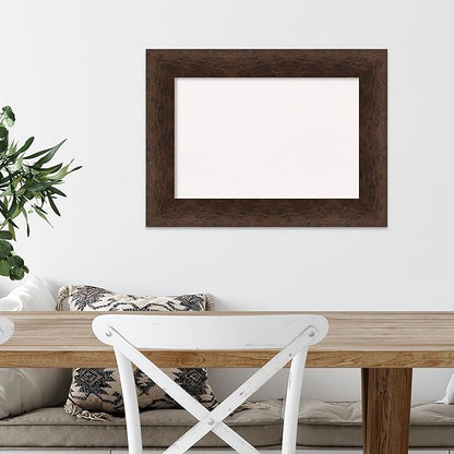 Amanti Art White Cork Board for Wall, 17x23 Vision Board with Brown Wood Frame, Small Corkboard Office Decor for Home Organization, Casual Corkboard Pinboard to Display Items for Home Organization in