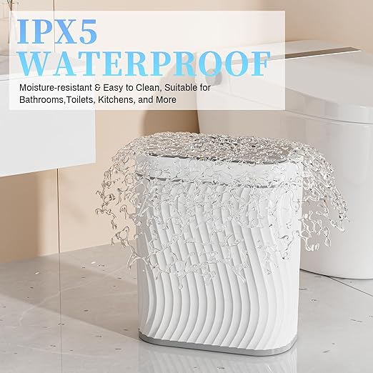 Bathroom Small Trash Can with Automatic Touchless Lid, 2.6 Gallon Smart Garbage Can Narrow Waterproof Trash Bin for Bedroom, Office, Living Room
