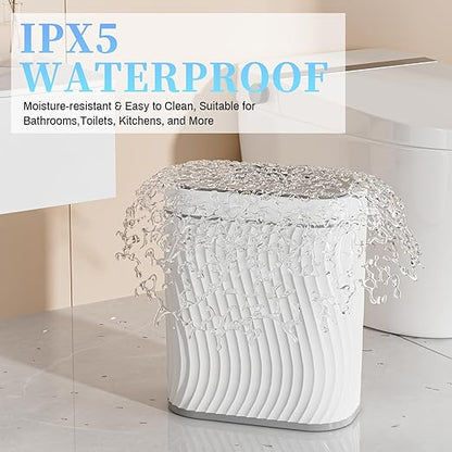 Bathroom Small Trash Can with Automatic Touchless Lid, 2.6 Gallon Smart Garbage Can Narrow Waterproof Trash Bin for Bedroom, Office, Living Room