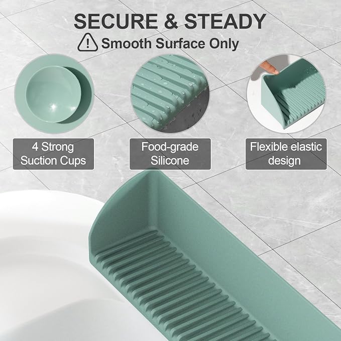 Bathtub Splash Guard for Tub - Silicone Tub Water Splash Guard with 4 Suction Cups, Bath Toy Holder, Tub Play Shelf for Kids, Bathtub Side Splash Guard Tray, Toddler Bathroom Essentials, 1Pack, Aqua