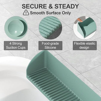 Bathtub Splash Guard for Tub - Silicone Tub Water Splash Guard with 4 Suction Cups, Bath Toy Holder, Tub Play Shelf for Kids, Bathtub Side Splash Guard Tray, Toddler Bathroom Essentials, 1Pack, Aqua