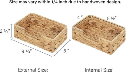 StorageWorks Water Hyacinth Napkin Holder for Bathroom, Wicker Napkin Baskets for Bathroom, Guest Towel Holder, 9 ¾"L x 5"W x 2 ¾"H, 2 Pack