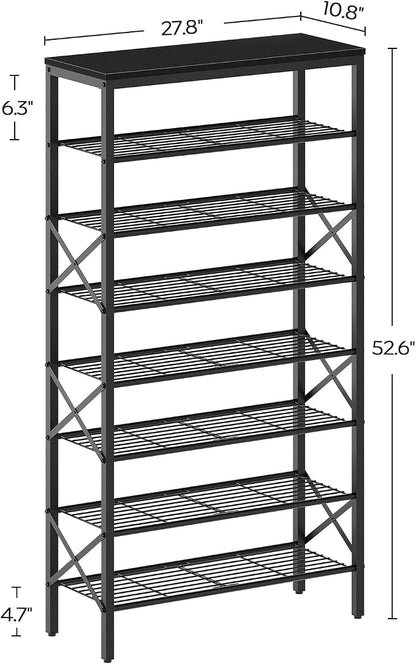 YATINEY 8 Tier Shoe Rack, Large Capacity Shoe Storage Organizer Holds 32 Pairs, Sturdy and Stable, for Entryway, Hallway, Closet, Dorm Room, Black SS08BB