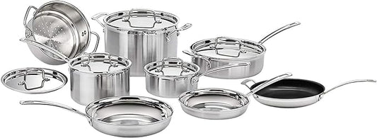 Cuisinart MCP-13 MultiClad Pro Stainless-Steel Cookware 13-Piece Cookware Set, Silver…