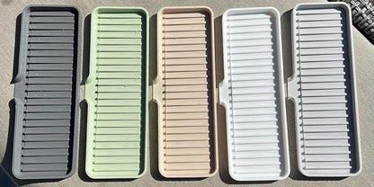 Happitasa Silicone Soap Dish Tray and Sponge Holder with Drain Chute | Bathroom and Kitchen Sink Organizer Caddy (Pistachio, 12"x4", 7.4 Ounces)