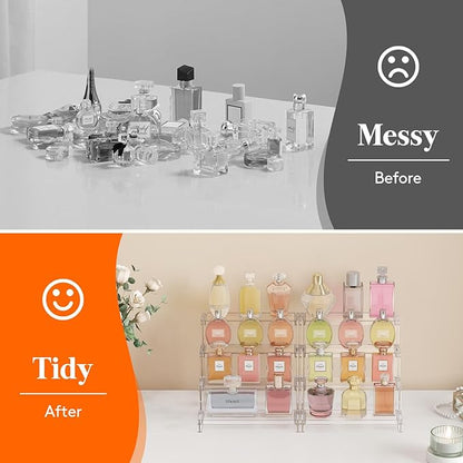 Lifewit Perfume Organizer, Bedroom Decor, Cologne Cupcake Stand, Tool-Free Assembly, Makeup Display Shelf for Vanity Bathroom Counter Storage, Clear, 23 cm/9", 2 Pcs