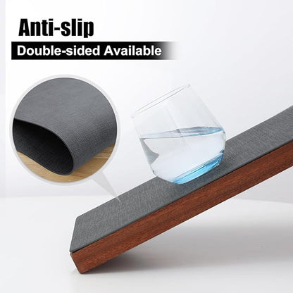 Homaxy Faux Leather Heat Resistant Placemats for Dining Table Set of 4, Waterproof Wipeable Washable PU Table Mats, Easy to Clean Anti-Slip Place Mats, 11.8" x 17", Dark Grey