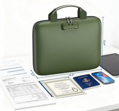 Binder Folders Organizer with 20 Pack Heavyweight Plastic Pockets,Fireproof File Folder Box with Lock,Zipper Binder Bag for Important Documents,Letter Size,Green