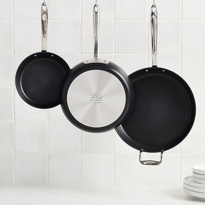 All-Clad HA1 Expert Hard Anodized Nonstick Fry Pan 2 Piece Set, 8" & 10" Induction, Oven Safe 500F, Kitchen Frying Pans, Skillets, Ergonomic Handle, Premium Cookware, Dishwasher Safe, Black