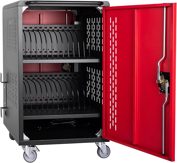 TRJQBCC 32 Device Tablet Storage Carts,Laptop Charging Cart for iPad Up to 16.3" Screen Size,Classroom and Office Mobile Charging Storage Cart for iPads, Chromebooks and Laptops (32 Slots - Black)