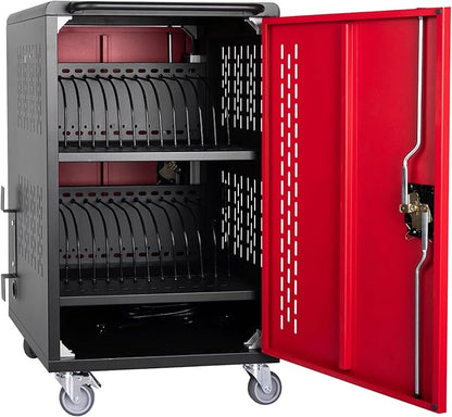 TRJQBCC 32 Device Tablet Storage Carts,Laptop Charging Cart for iPad Up to 16.3" Screen Size,Classroom and Office Mobile Charging Storage Cart for iPads, Chromebooks and Laptops (32 Slots - Black)