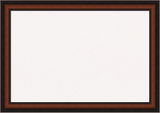 Amanti Art White Cork Board for Wall, 19x27 Vision Board with Brown Wood Frame, Medium Corkboard Office Decor for Home Organization, Traditional Corkboard Pinboard to display items for home