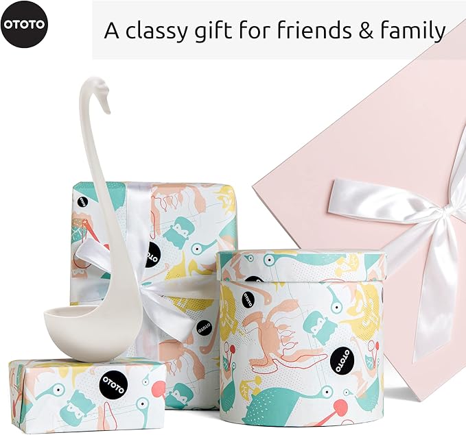 OTOTO Swanky Swan Soup Ladle- Silicone Soup Spoon, BPA-Free, Heat Resistant Soup Ladles For Serving & Cooking - Cute Kitchen Accessories, Unique Kitchen Gifts, Fun Cooking Gadgets (White)