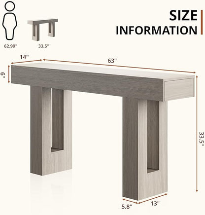 63 Inches Long Console Table for Entryway with Drawers, Wooden Sofa Table Behind Couch, Entry Table for Living Room, Foyer, Hallway, Grey