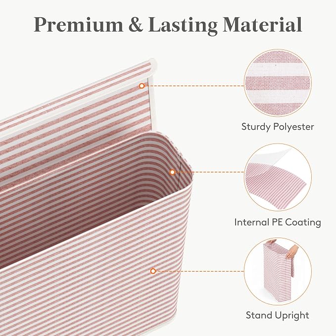 Lifewit 29L Toilet Paper Storage Holder for 12 to 16 Rolls, Foldable Fabric Toilet Paper Basket with Lid, Freestanding Bathroom Tissue Storage and Organization for TP, Towels and Toiletries, Pink