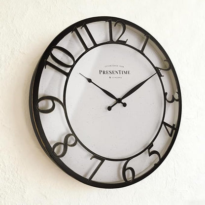Presentime & Co 21" Farmhouse Series Wall Clock,Vintage Style, Retro Clock, Raised 3D Arabic Numeral, Oil Rubbed Bronze Finish. Wall Décor for Living Room and entryway.