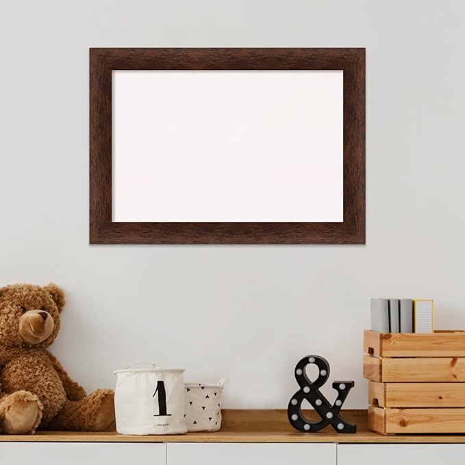 Amanti Art White Cork Board for Wall, 15x21 Vision Board with Brown Wood Frame, Small Corkboard Office Decor for Home Organization, Casual Corkboard Pinboard to Display Items for Home Organization in