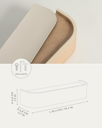 Kazai. Key Holder 'Toke' | Minimalist Key Hook Design from Berlin | Modern Key Holder Wall Mount with Wooden Shelf | Key Rack for Wall as Entryway Organizer | Oak, White