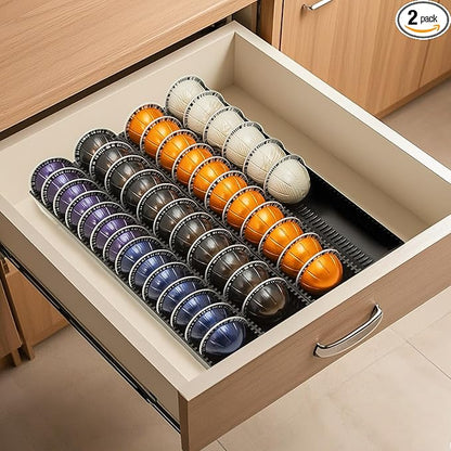 Coffee Pod Storage Holder Drawer Insert for Counter Compatible with Nespresso Vertuoline Capsules, Nespresso Pod Holder for Nespresso Vertuo for Home, Office, Coffee Station (2 Packs)