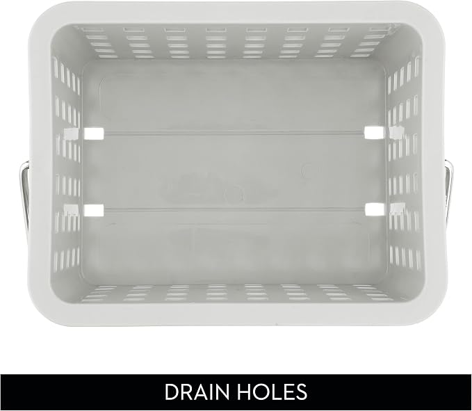iDesign Shower Caddy Basket with Handle for Bathroom or College Dorm, Light Gray, Made in USA