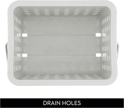 iDesign Shower Caddy Basket with Handle for Bathroom or College Dorm, Light Gray, Made in USA