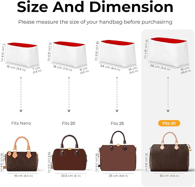 Handbag Organizer Insert for LV Speedy 30, Custom Fit Inside Premium Rogue Coeur Lightweight WaterResistant Purse Insert with Cup Holder Accessories
