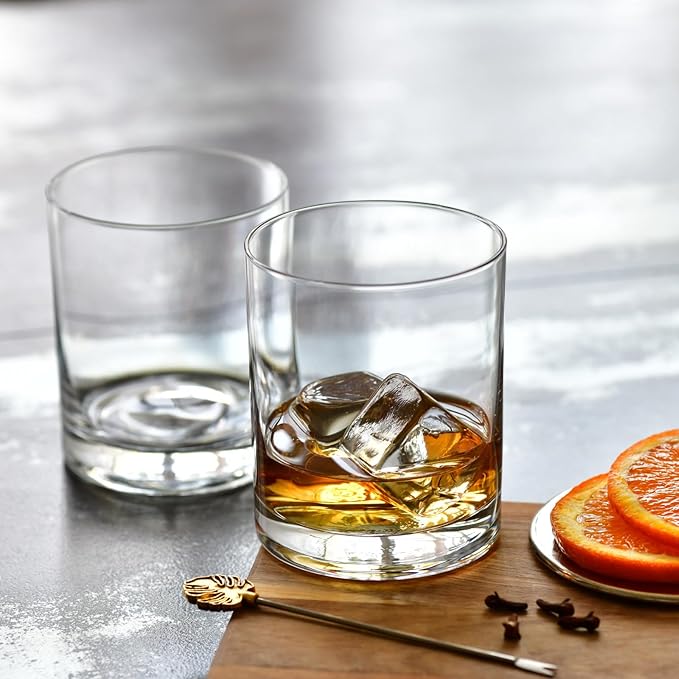Krosno Whisky Sour Tumbler Glasses Old Fashioned Bourbon Cognac Brandy | Set of 6 | 10.1 oz | Blended Collection | Perfect for cocktails, drinks, water, juice, scotch, irish liquor, whisky