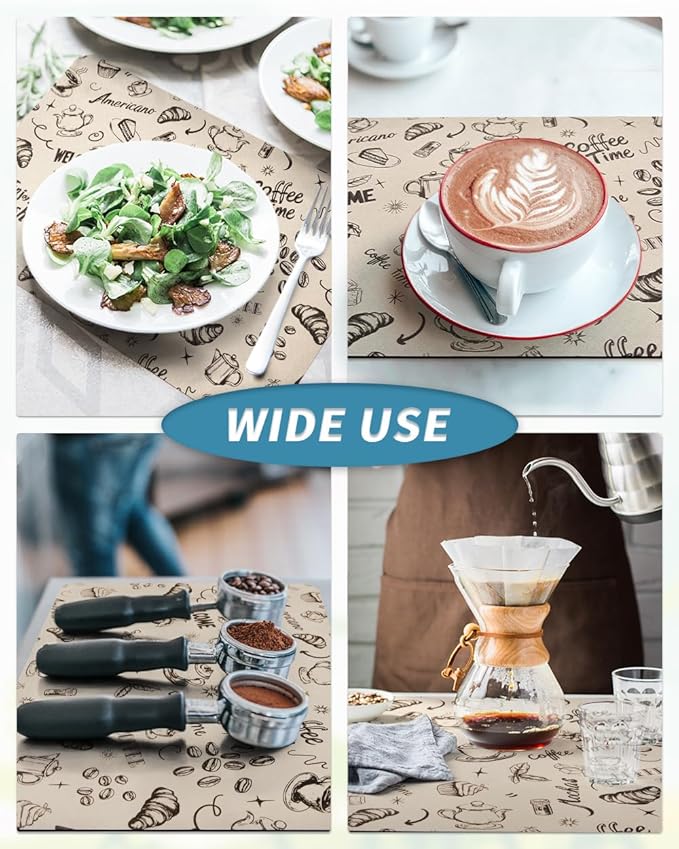 AMOAMI-Coffee Mat Hide Stain Rubber Backed Absorbent Dish Drying Mat for Kitchen Counter-Coffee Bar Accessories Fit Under Coffee Maker, Espresso Machine, Pot, Dish Rack (16X24,MILK TEA)